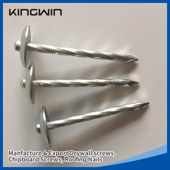 Clavo para techos con vástago giratorio y tornillo ensamblado con arandela de goma